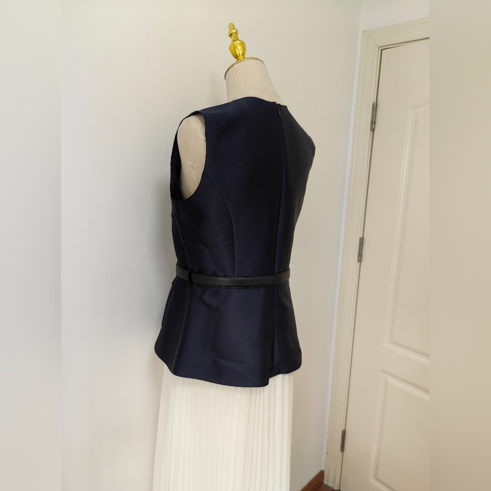 Self-Portrait Navy Taffeta Midi Dress - Picture 11 of 16